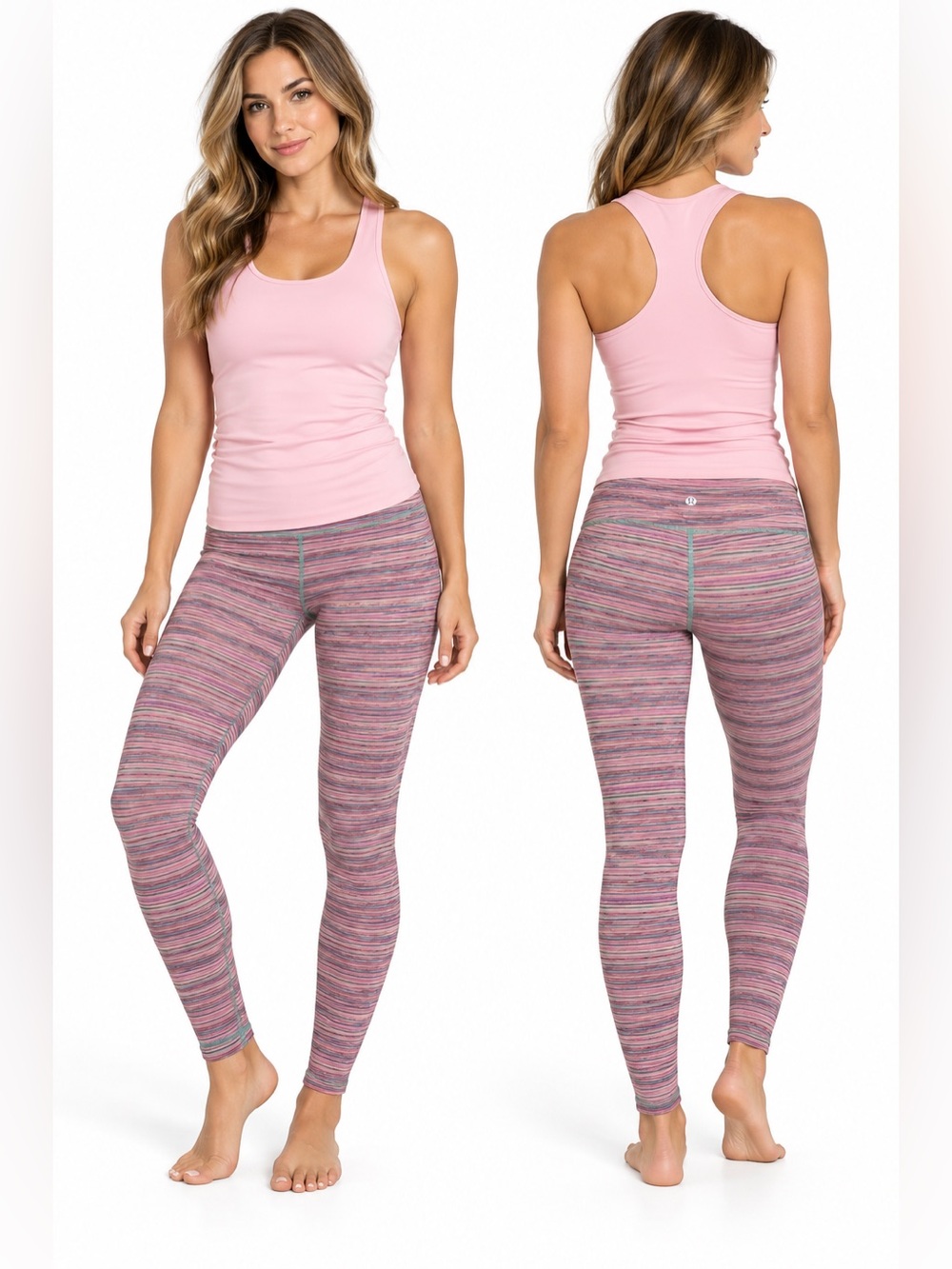 Lululemon Wunder Under III Yoga Workout  Leggings Cyber Stripe Size 8